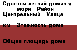 Сдается летний домик у моря › Район ­ Центральный › Улица ­ 73 км › Этажность дома ­ 1 › Общая площадь дома ­ 25 › Площадь участка ­ 2 › Цена ­ 2 000 - Краснодарский край, Сочи г. Недвижимость » Дома, коттеджи, дачи аренда   